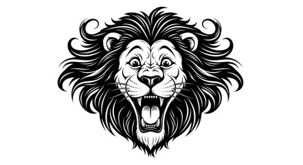 Obraz premium Wild Lion Head Bold Line Art Design 