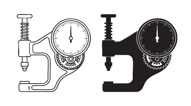 precision micrometer gauge for accurate measurements silhouette cut out isolated illustration on transparent background layout