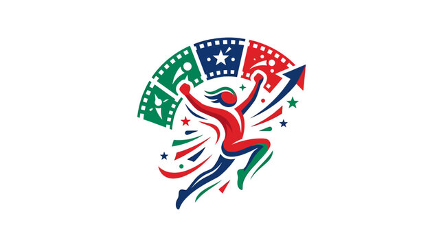 Dynamic and Colorful Logo Depicting a Person Reaching for Success.