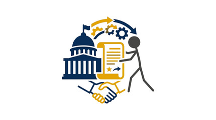 Fototapeta premium Government and Business Partnership - Collaboration and Agreement Concept.