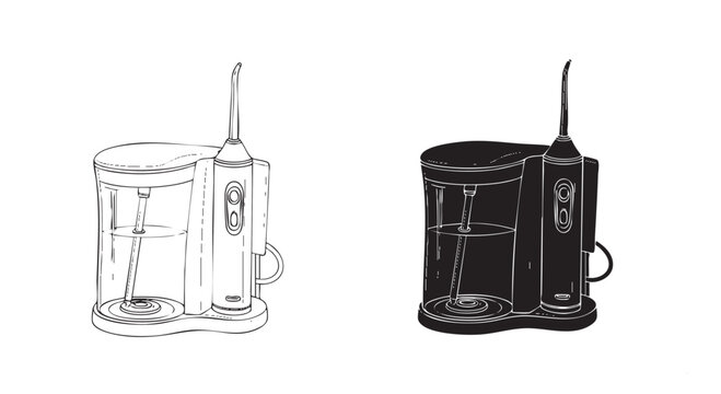 Two electric toothbrushes with charging bases shown cut out isolated illustration on transparent background layout