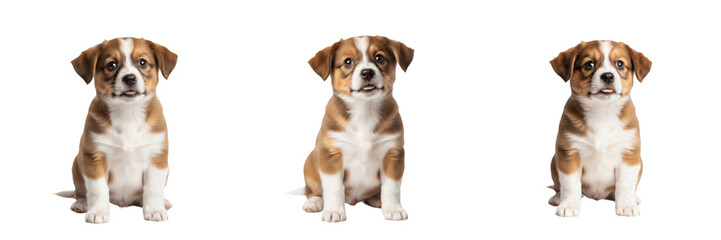 Set of Brown Puppy Dog Sitting Isolated Transparent Background PNG © KArim