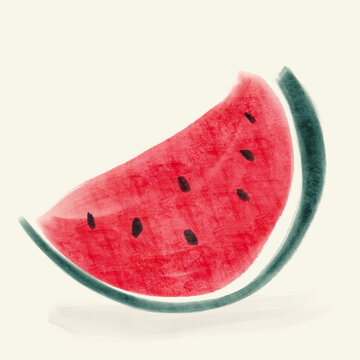 Painterly watermelon illustration element