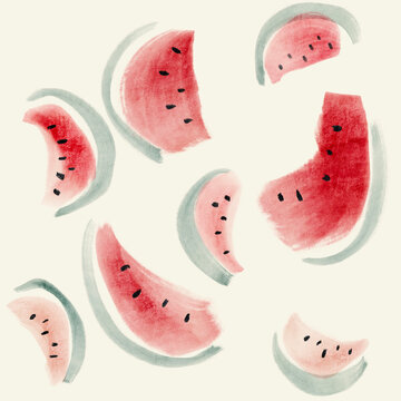 Scattered Watermelon slices illustration 
