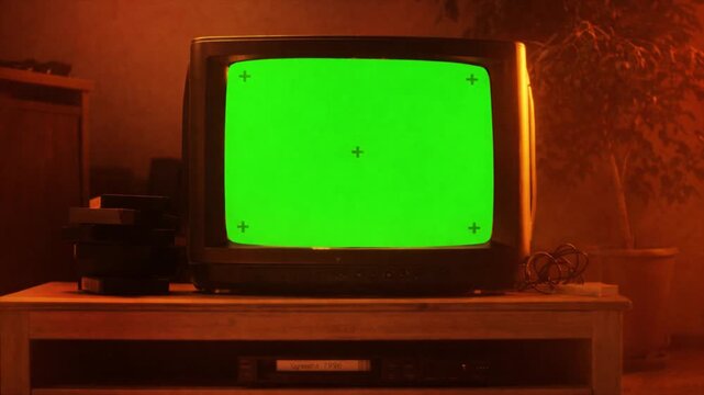 old tv and green screen