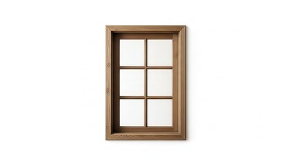Fototapeta premium Classic wooden window frame with six clear panes showcasing architectural elegance on a pristine