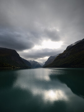 Norwegian Fjord Lake at Dawn
