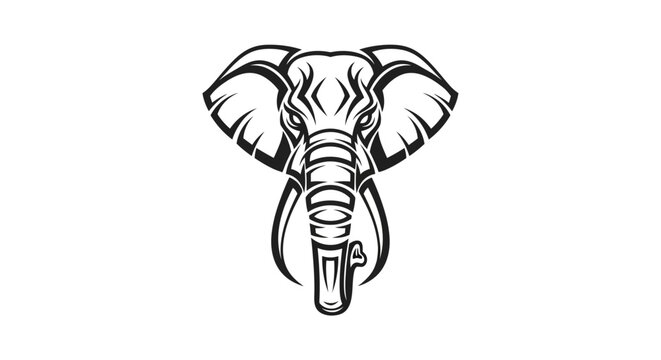 Black and white elephant head drawing.