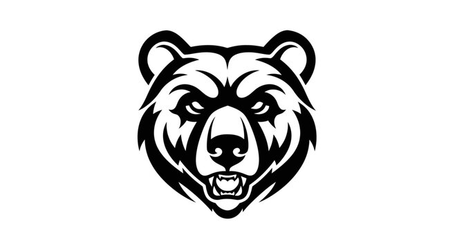 Black bear head illustration face closeup.