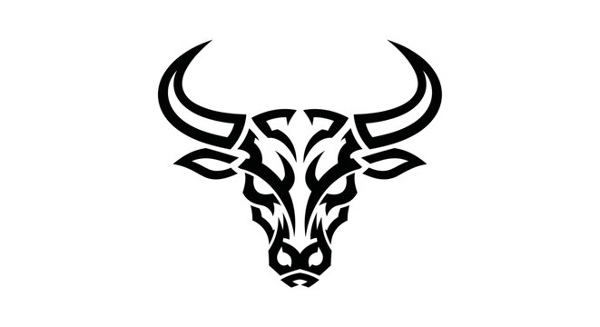 Black bull head logo design.