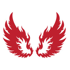 Naklejka premium Red flame wings, symmetrical on white background