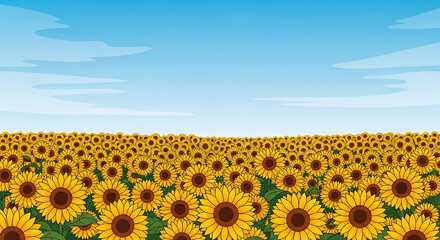 Obraz premium Sunflower Field Under Blue Sky.