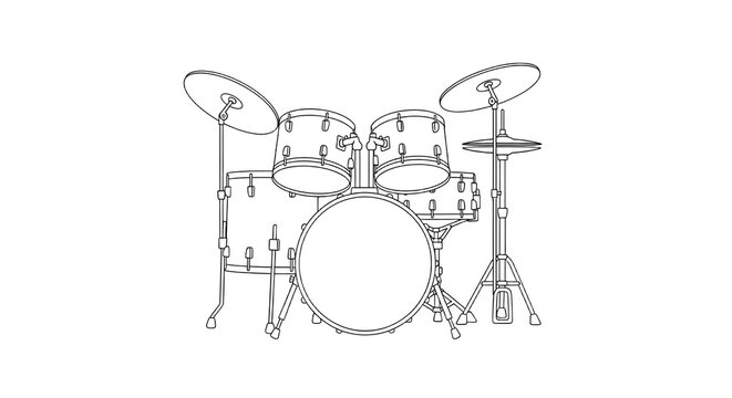 Drum Set With Cymbals Snare and Bass Drum.