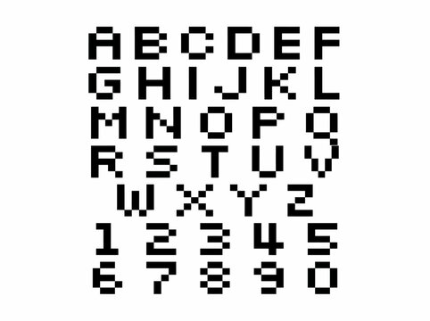 Pixelated Alphabet and Numbers Vector Art - Retro Digital Font Display