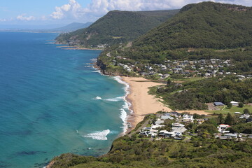 Naklejka premium view of the sea from the mountain at Bald Hill lookout