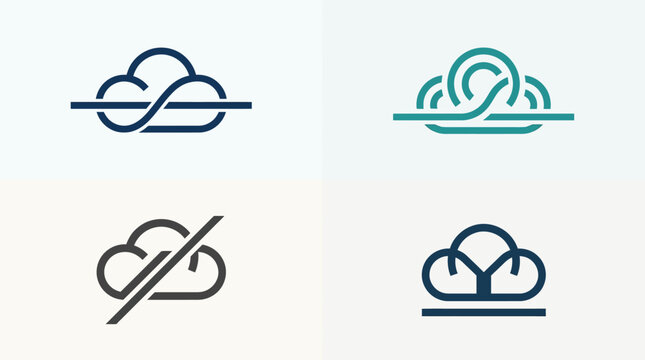 Abstract Cloud Logo Designs Representing Technology and Data Concepts.