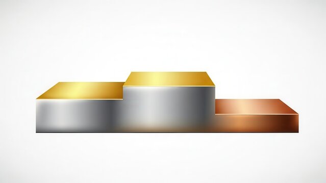 Elegant three-tiered victory podium featuring gold, silver, and bronze finishes against a bright