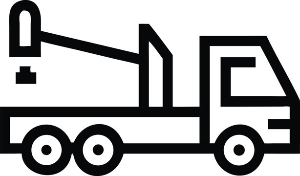 Outline icon of a tow truck for roadside assistance and vehicle recovery services