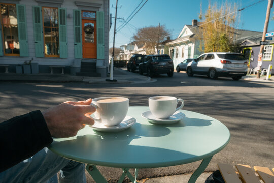Drinking Cafe Coffee Outdoors New Orleans Bywater Neighborhood 