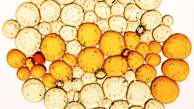 Cosmetic innovation serum creating oil bubbles for skincare