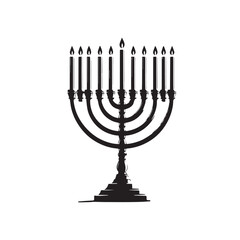 Fototapeta premium Black Hanukkah menorah Silhouette Vector, High Quality Illustration on White Background