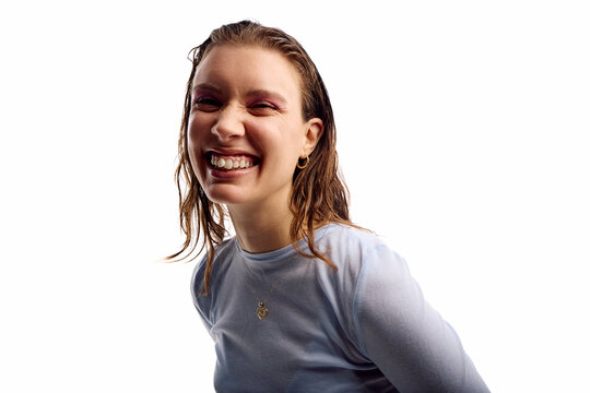 Happy woman smiles at the camera