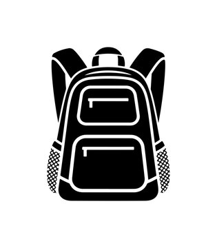 Minimalist Black School Backpack Vector Icon