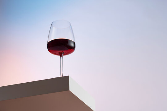 Low Angle View of Glass of Red Wine
