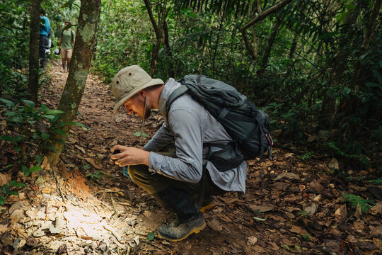 Biologist working in the amazon