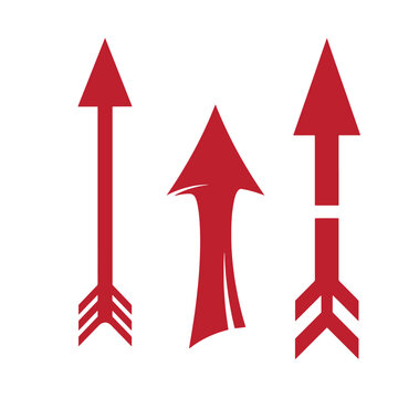Three red arrows on white background, pointing upward symbols directional signs