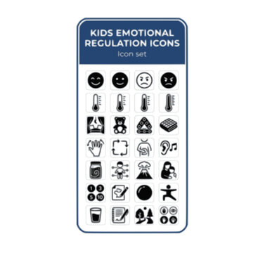 Kids Emotional Regulation Icon Set Zones of Regulation Feelings Thermometer Calm Corner Five-Finger Breathing Glitter Jar Body Check-In Big Feelings Volcano