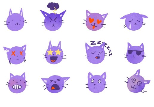 UntitleSeries of Cat Faces with different Moods and Expressionsd Artwork