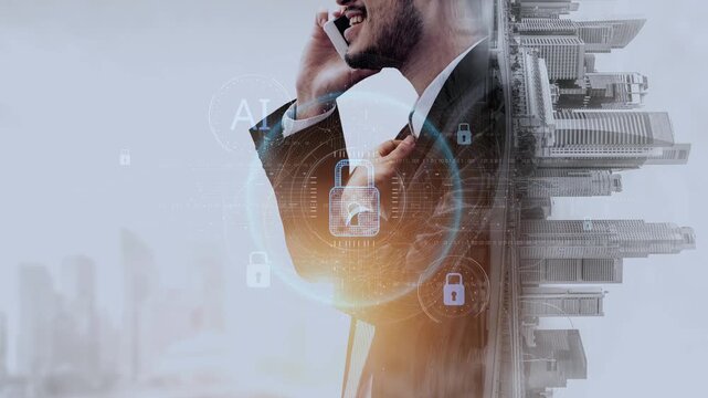 AI cyber security system using biometric authentication and privacy control. Cyber security protects identity, cybersecurity detects threats, cybersecurity ensures safety, and secures data. Marrow