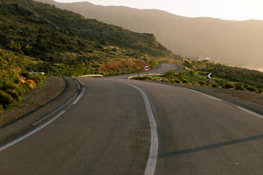 Panoramic view of a road crossing the landscape of Taghazout, Agadir