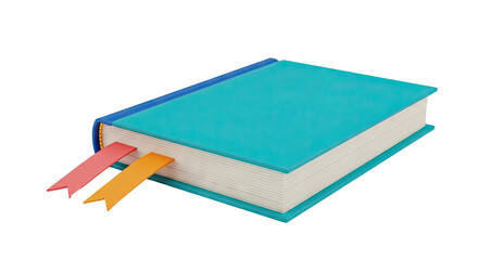 Fototapeta premium Turquoise Book with Red and Orange Bookmarks