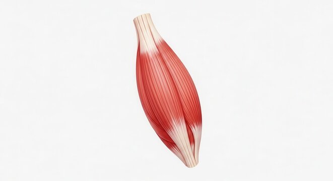 Detailed 3D representation of a human skeletal muscle, showcasing its anatomical structure and