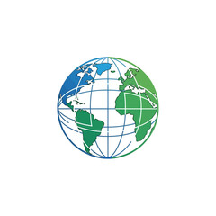 Obraz premium Abstract globe illustration with blue and green continents.