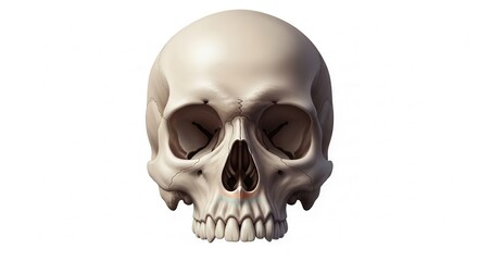 Obraz premium Detailed anatomical illustration of a human skull bone structure on a clean white background for