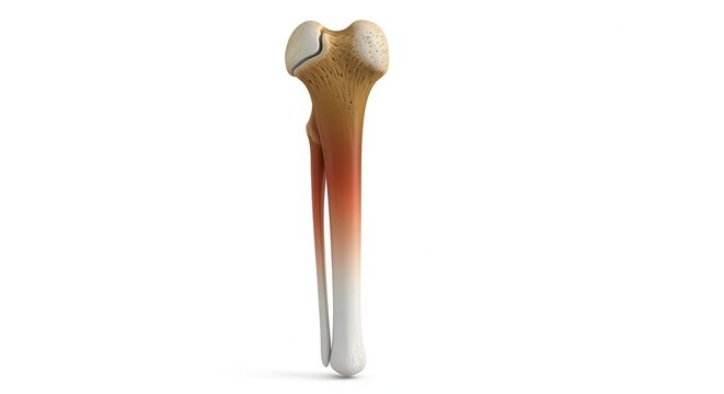 Detailed 3D render of human tibia and fibula bones highlighting potential pain or inflammation