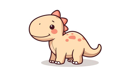 Obraz premium Cute Cartoon Dinosaur: An adorable cartoon dinosaur, radiates cheerfulness with its warm hues and playful essence. Captivating the hearts.
