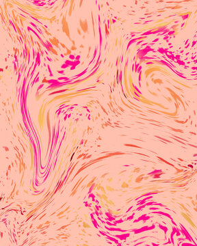 Abstract pastel liquid marble background with pink and yellow fluid swirl for wallpaper or background