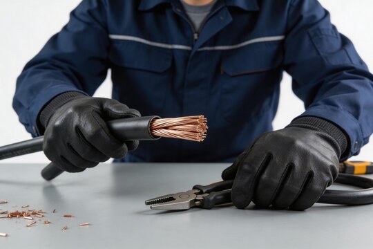Person working with electrical cable