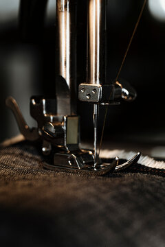 Sewing Machine in Action During a Stitching Process