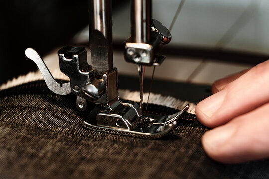 Sewing Machine in Use During a Fabric Project at Home Today