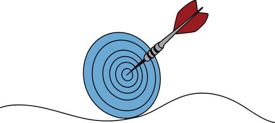 Dart hitting a target on a wavy line © Chayan