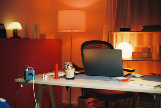 Laptop on Modern Home Office Desk for Business 