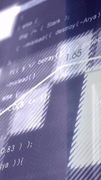 Vertical video: Dashboard panel drawing white graph after code flash, showing tech growth for teams