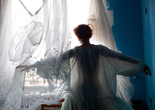 At the window 