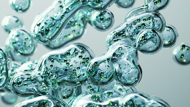 Microscopic cells forming organic biological structure