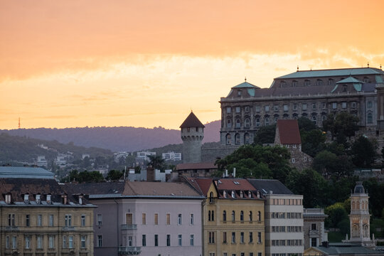 Architecture in Budapest in sunset.
